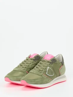 Philippe Model – Retro-Sneaker aus Veloursleder olivgrün