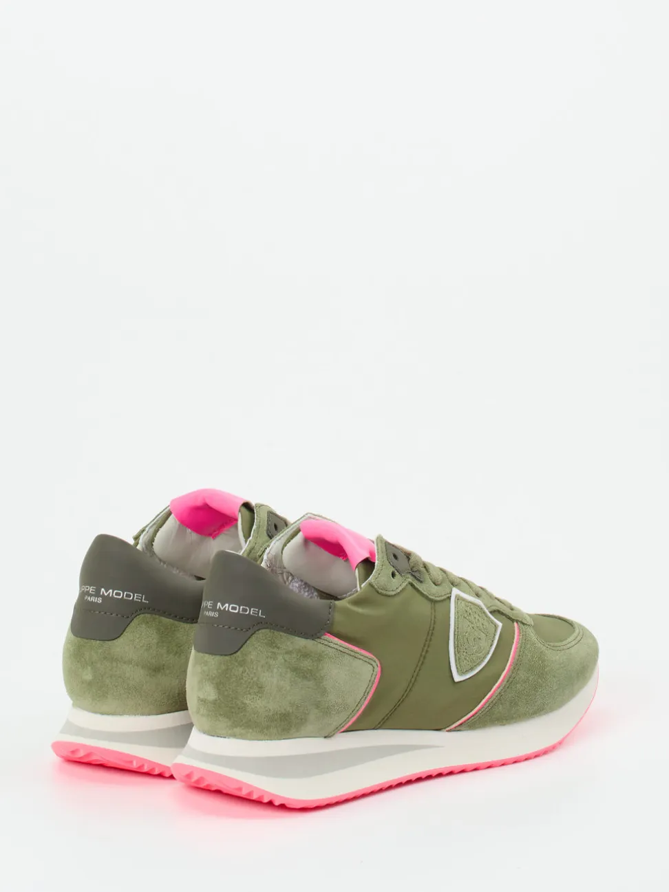 Philippe Model – Retro-Sneaker aus Veloursleder olivgrün