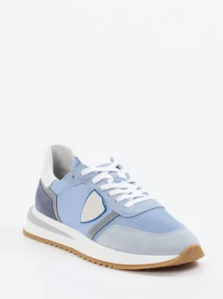 Philippe Model – Retro-Sneaker aus Veloursleder und Mesh hellblau