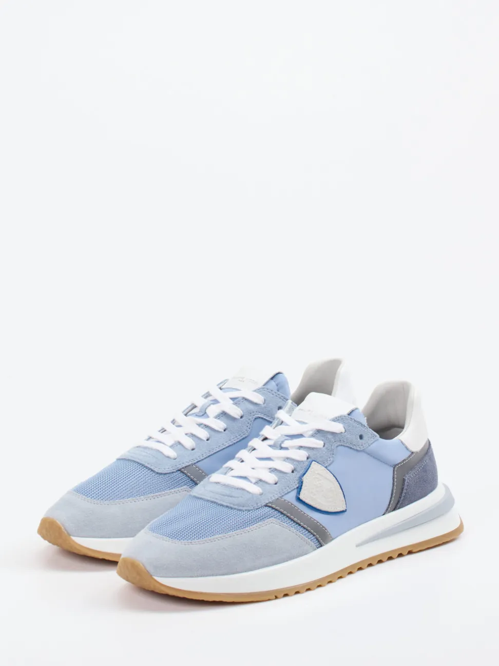 Philippe Model – Retro-Sneaker aus Veloursleder und Mesh hellblau