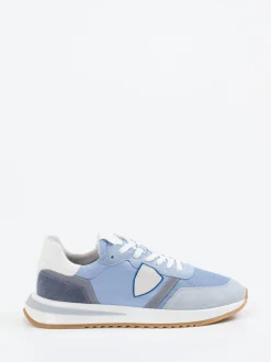Philippe Model – Retro-Sneaker aus Veloursleder und Mesh hellblau