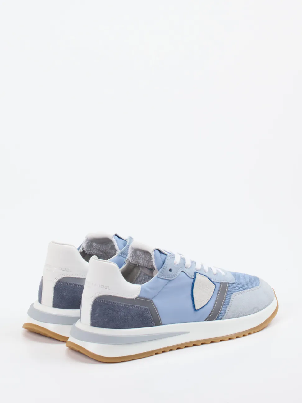 Philippe Model – Retro-Sneaker aus Veloursleder und Mesh hellblau