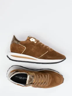 Philippe Model – Retro-Sneaker aus Veloursleder braun