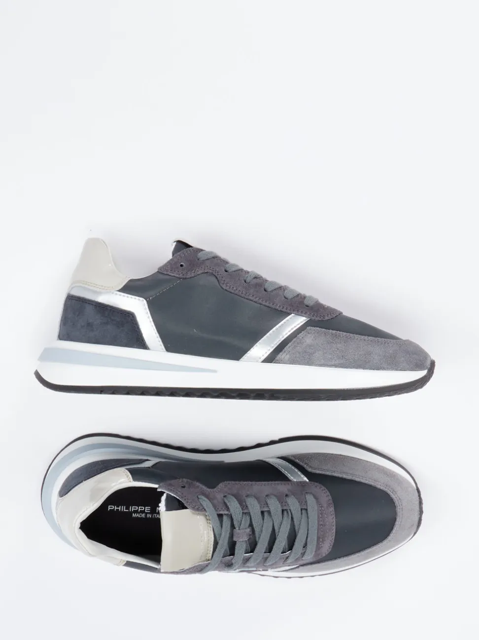 Philippe Model – Retro-Sneaker aus Veloursleder grau