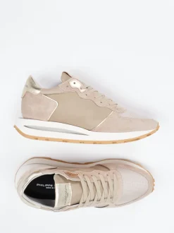 Philippe Model – Retro-Sneaker aus Veloursleder Beige