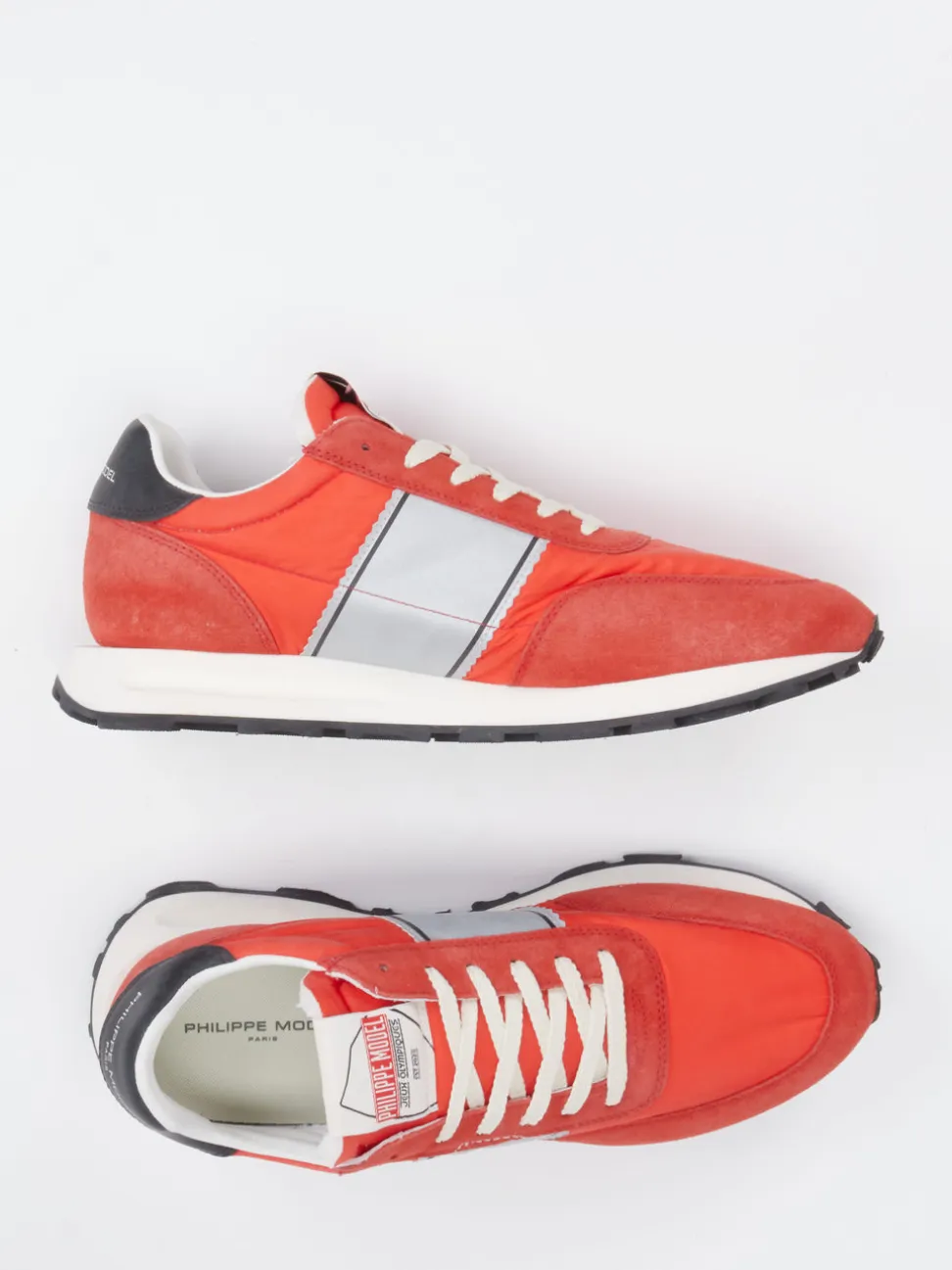Philippe Model – Retro-Sneaker aus Nylon und Veloursleder rot