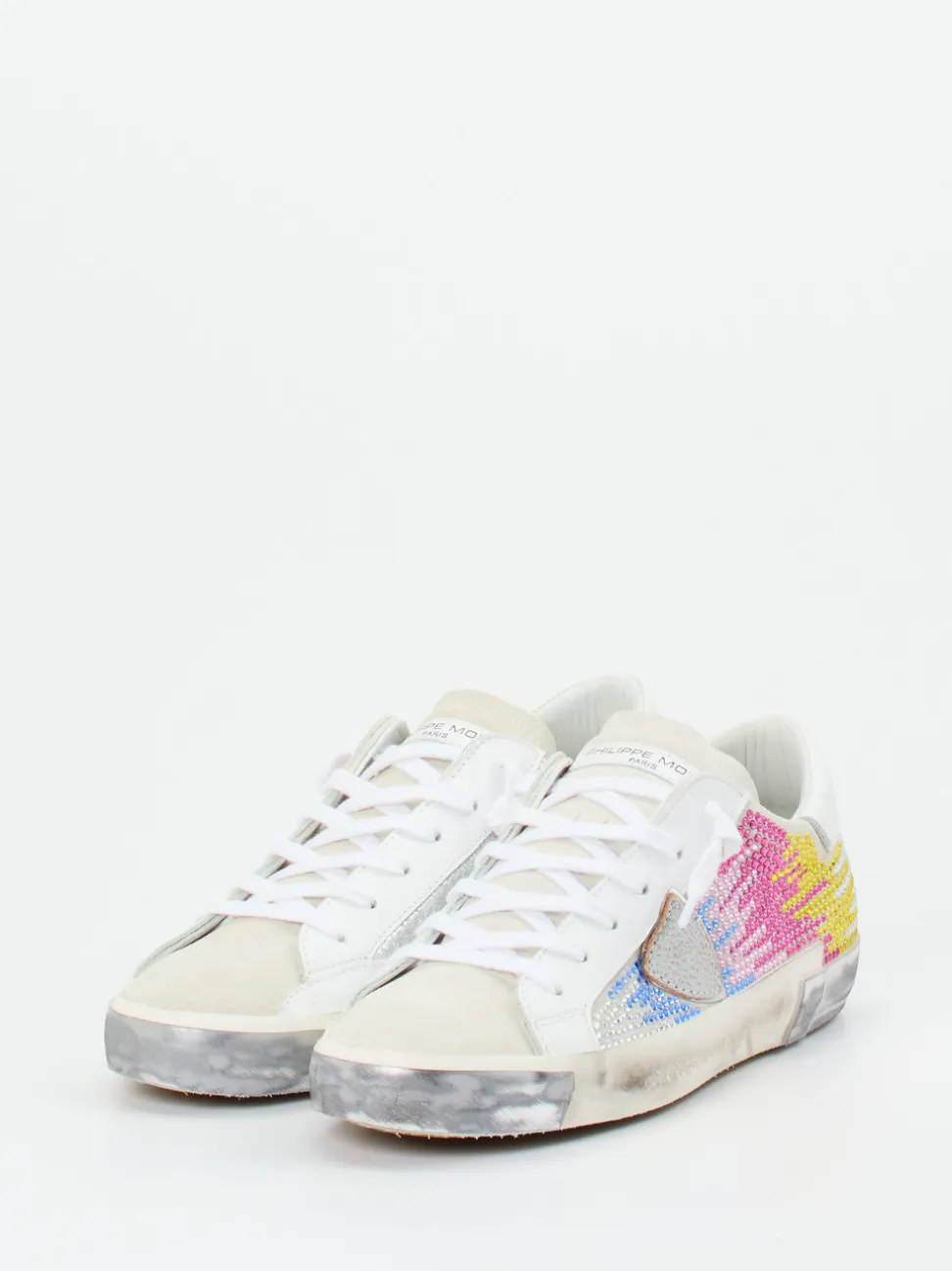 Philippe Model – Sneaker aus Veloursleder mit Strass