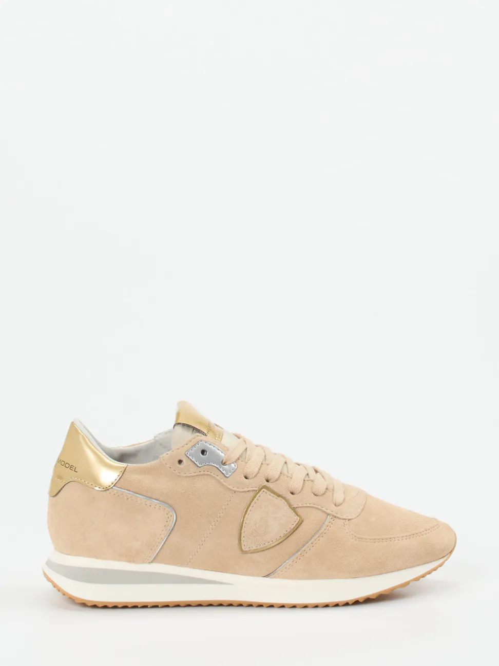 Philippe Model – Sneaker aus Veloursleder Beige Gold