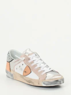 Philippe Model – Sneaker aus Metallicleder in Rosé-Silber
