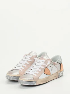 Philippe Model – Sneaker aus Metallicleder in Rosé-Silber