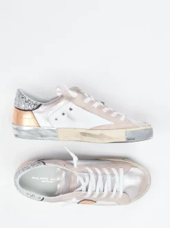 Philippe Model – Sneaker aus Metallicleder in Rosé-Silber