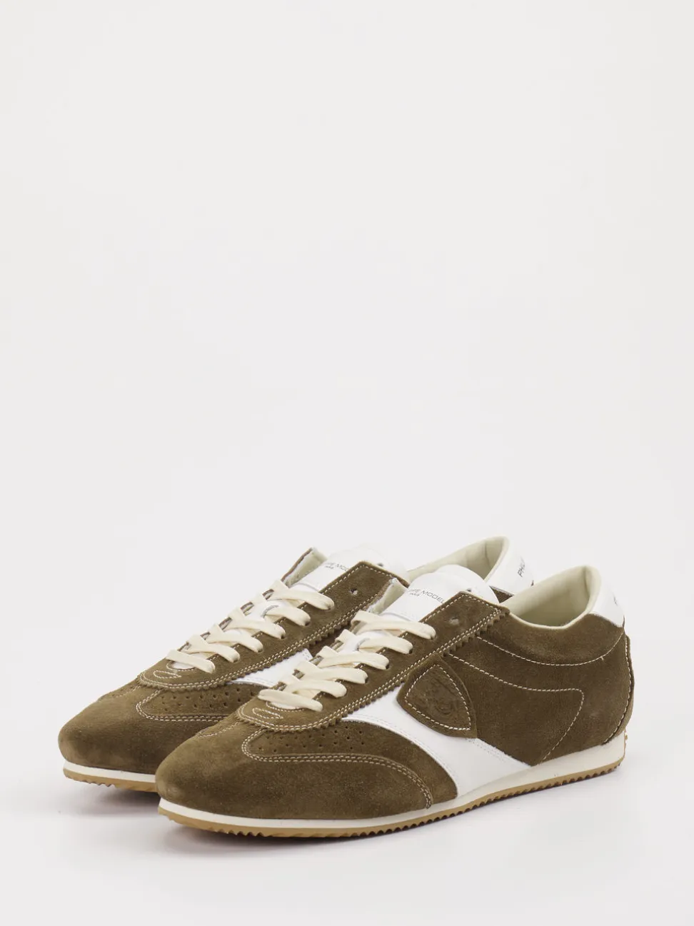 Philippe Model – Sneaker aus Veloursleder Olivbraun