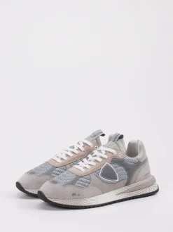 Philippe Model – Sneaker aus Velours und Mesh grau