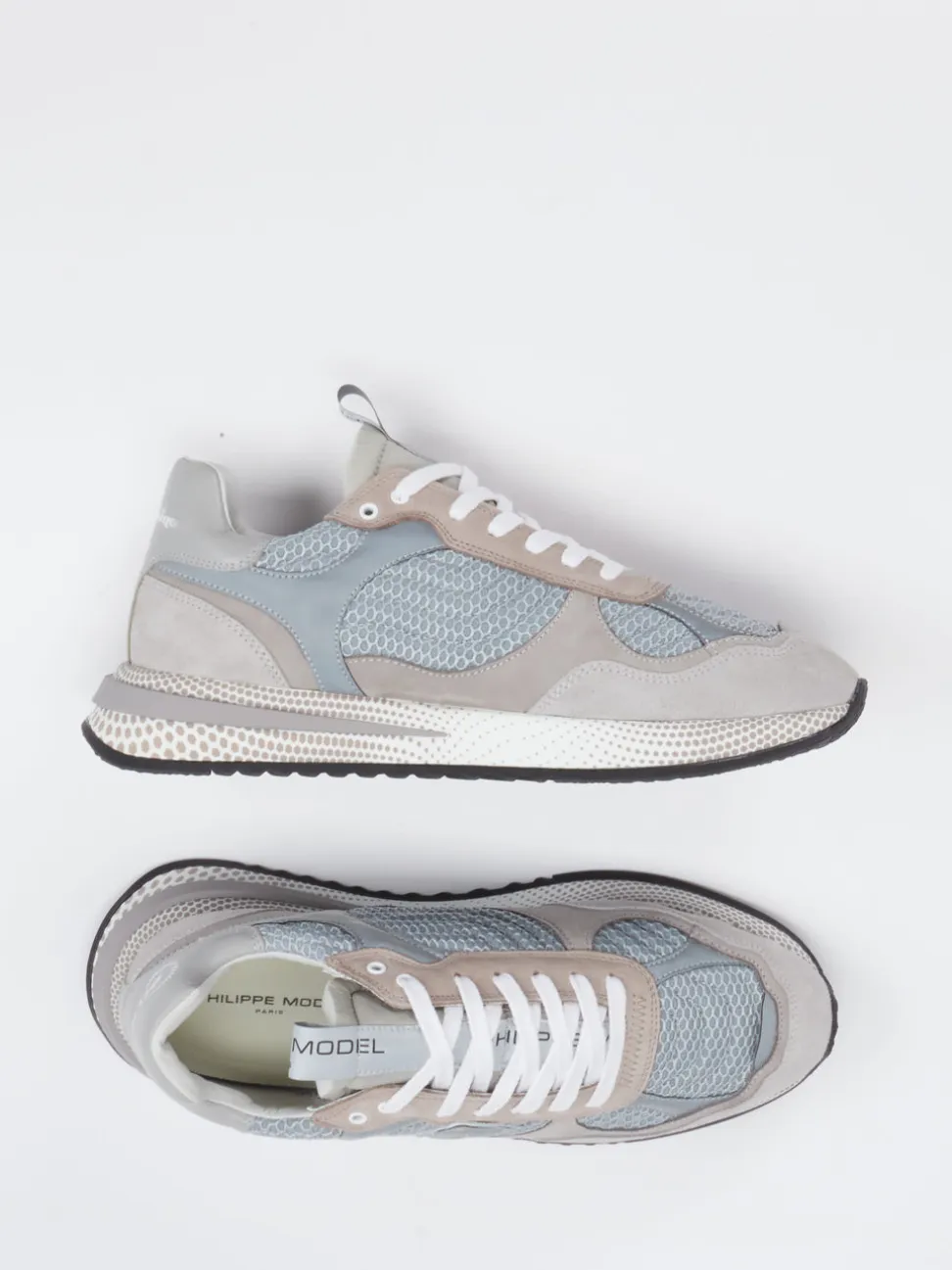 Philippe Model – Sneaker aus Velours und Mesh grau