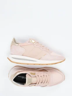 Philippe Model – Sneaker aus Veloursleder in Rosé