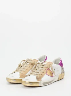 Philippe Model – Sneaker aus Kalbleder mit Glitzer-Ferse