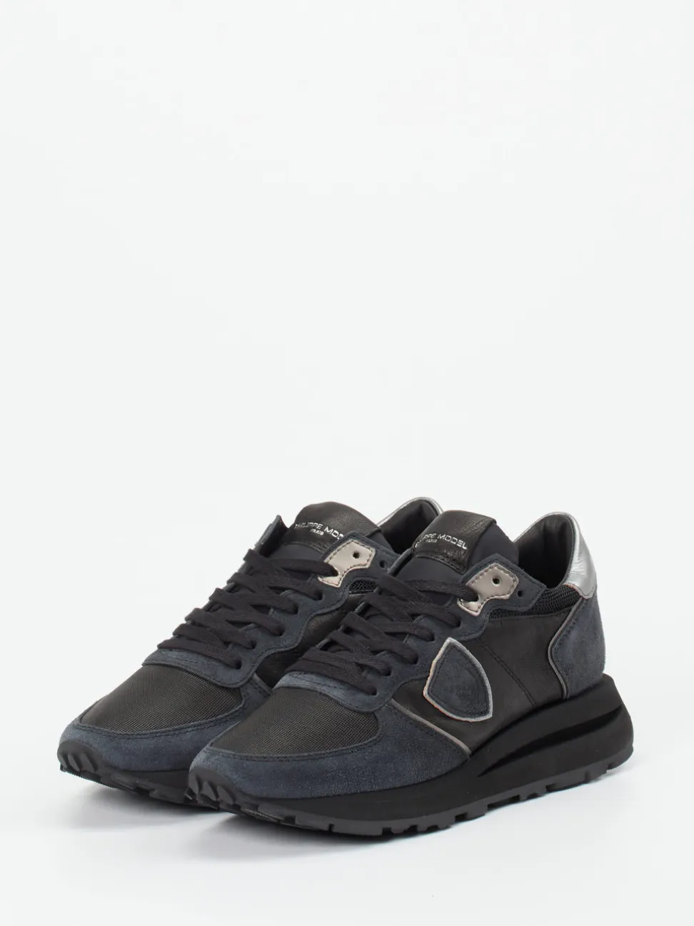 Philippe Model – Sneaker aus Veloursleder und Leder schwarz