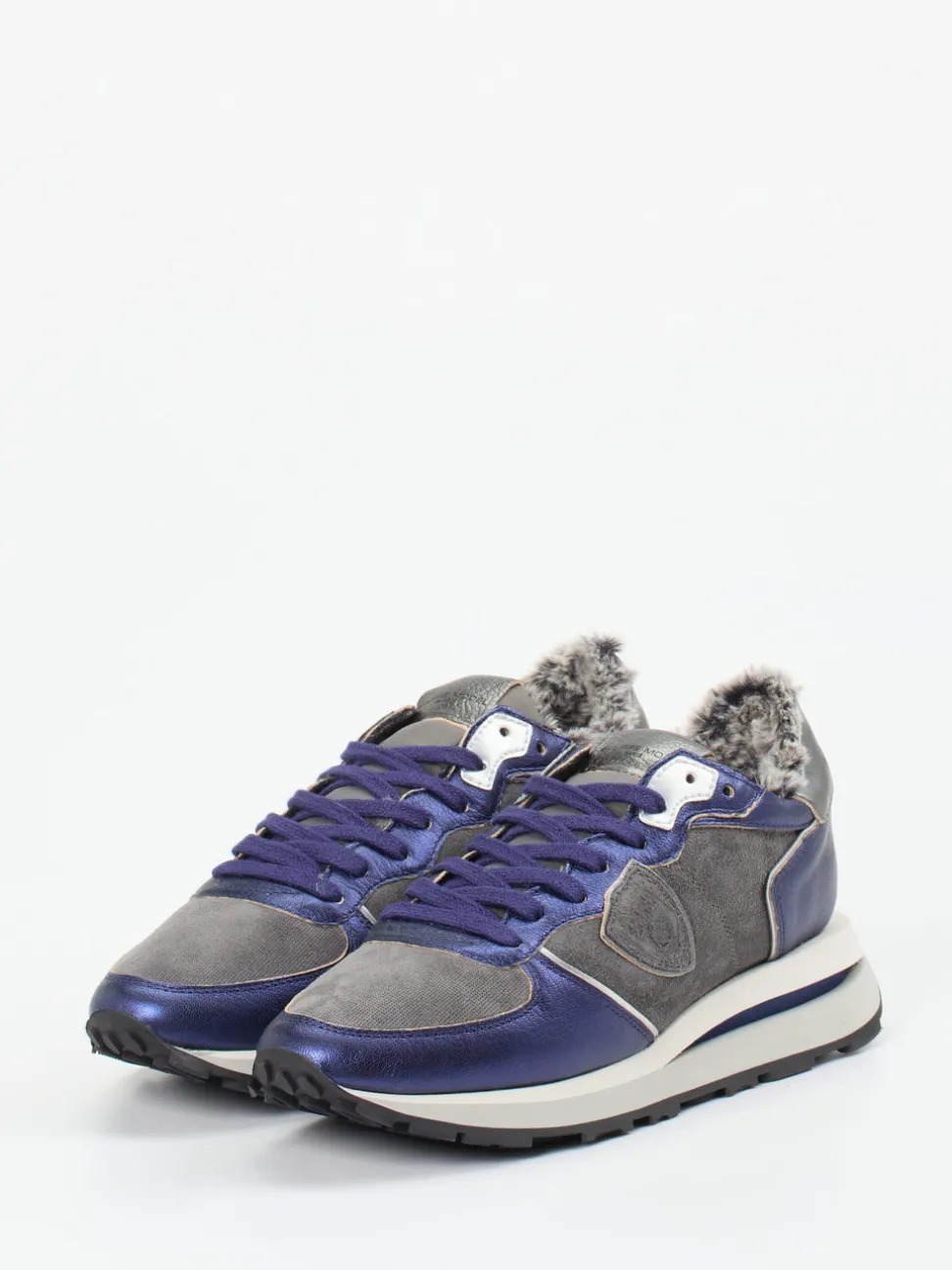 Philippe Model – Sneaker aus Veloursleder Metallicblau