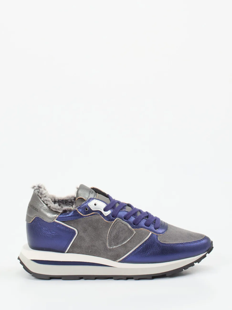 Philippe Model – Sneaker aus Veloursleder Metallicblau