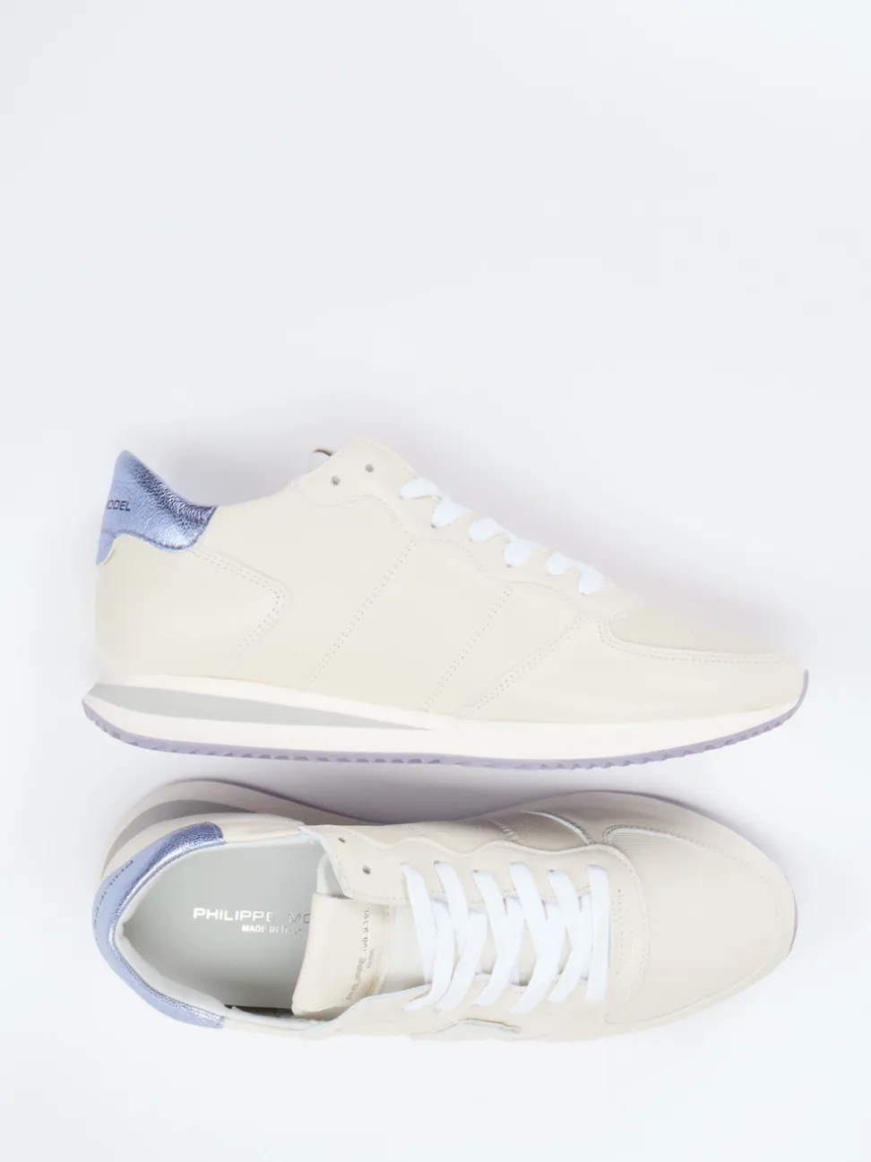 Philippe Model – Sneaker aus Kalbleder in Cremeweiß