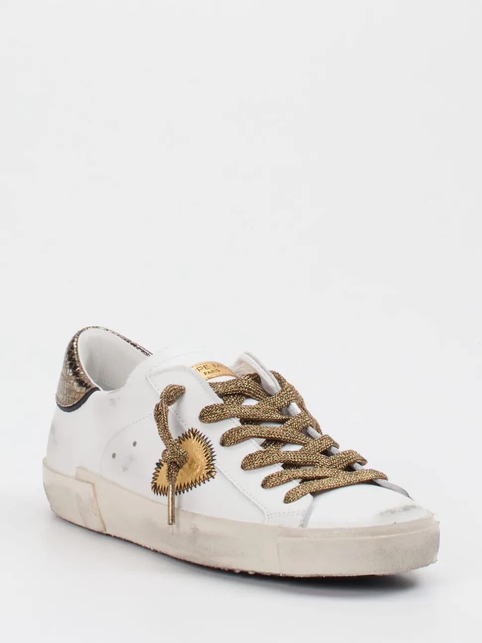 Philippe Model – Sneaker aus Glattleder in Weiß Gold