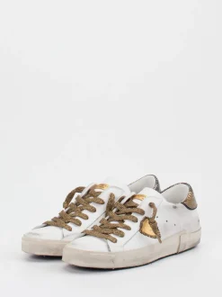 Philippe Model – Sneaker aus Glattleder in Weiß Gold