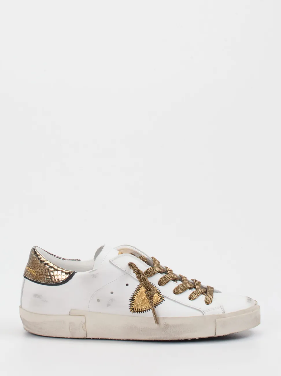 Philippe Model – Sneaker aus Glattleder in Weiß Gold