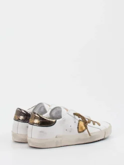 Philippe Model – Sneaker aus Glattleder in Weiß Gold
