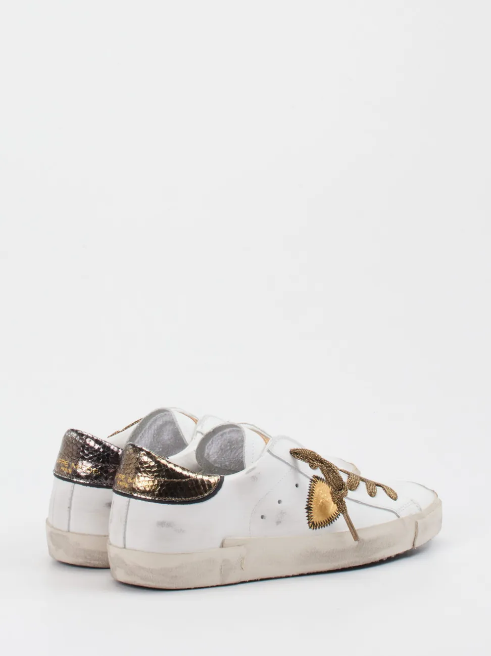 Philippe Model – Sneaker aus Glattleder in Weiß Gold