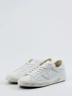 Philippe Model – Sneaker aus Kalbleder weiß Used-Look