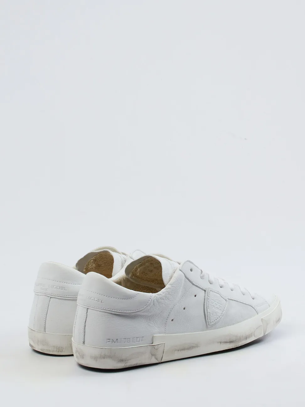 Philippe Model – Sneaker aus Kalbleder weiß Used-Look