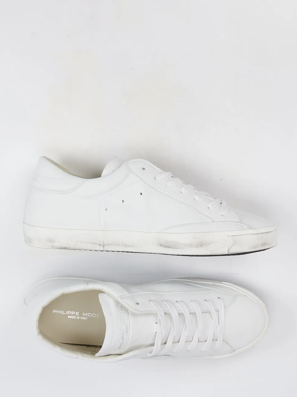 Philippe Model – Sneaker aus Kalbleder weiß Used-Look