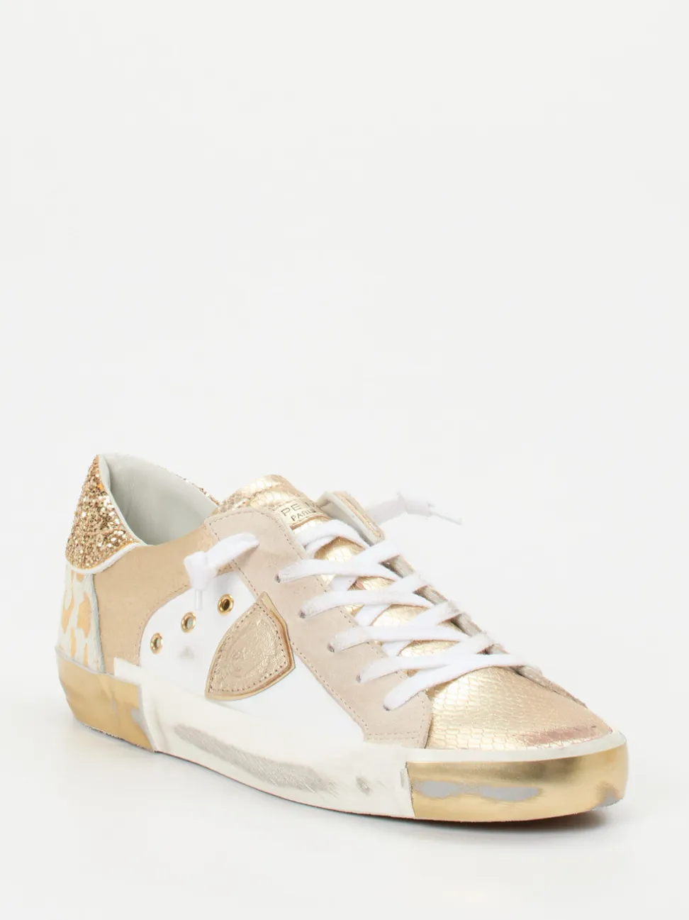 Philippe Model – Sneaker aus Metallicleder mit Glitzer