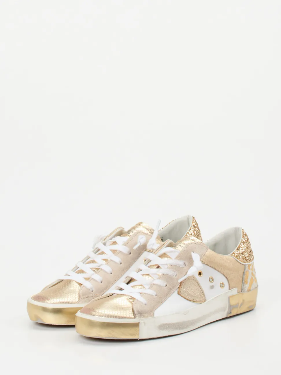Philippe Model – Sneaker aus Metallicleder mit Glitzer