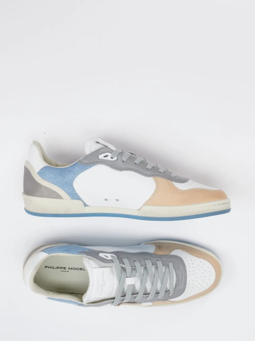 Philippe Model – Sneaker aus Veloursleder und Leder Weiß