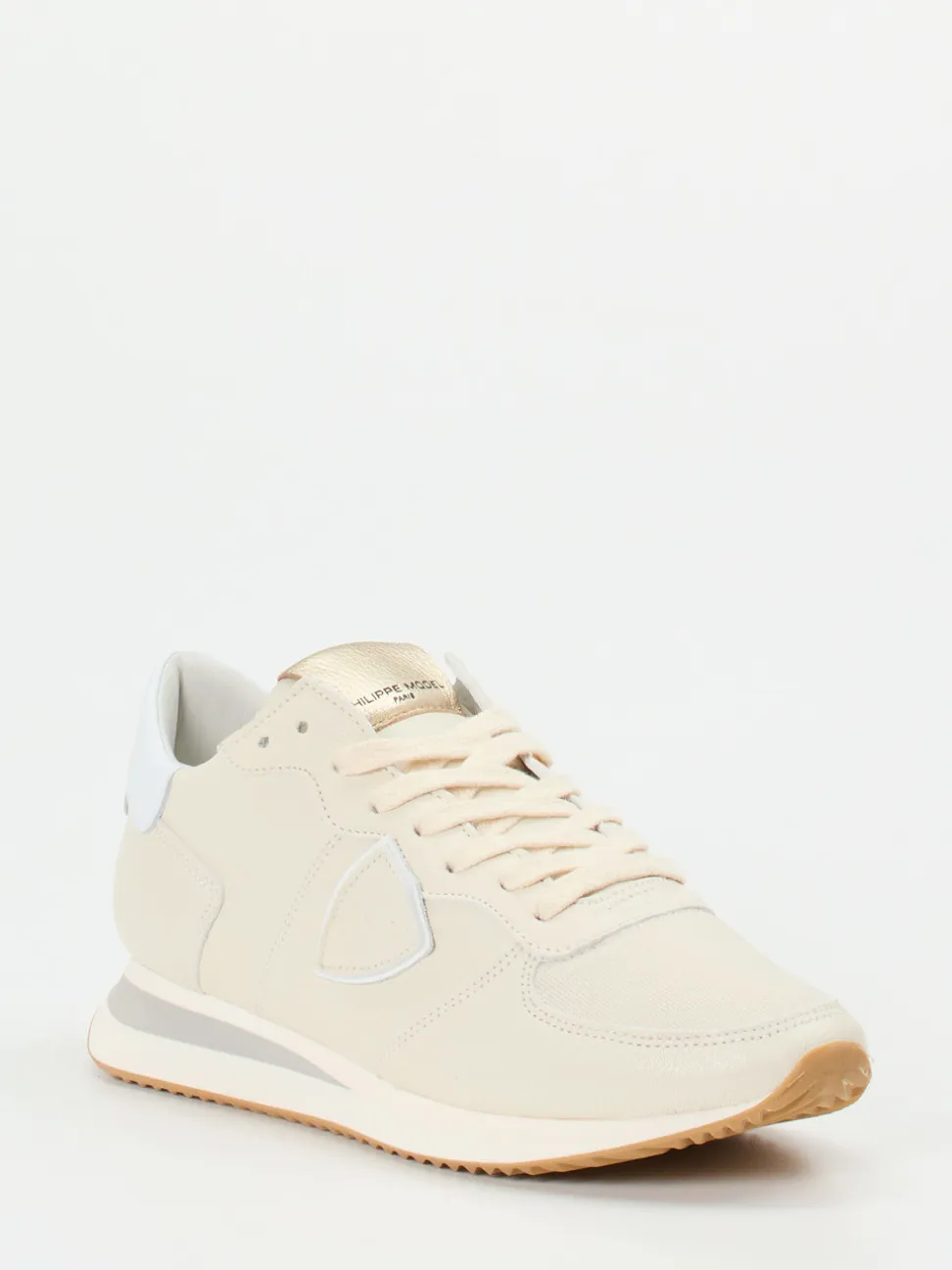 Philippe Model – Sneaker aus Kalbleder in Cremeweiß