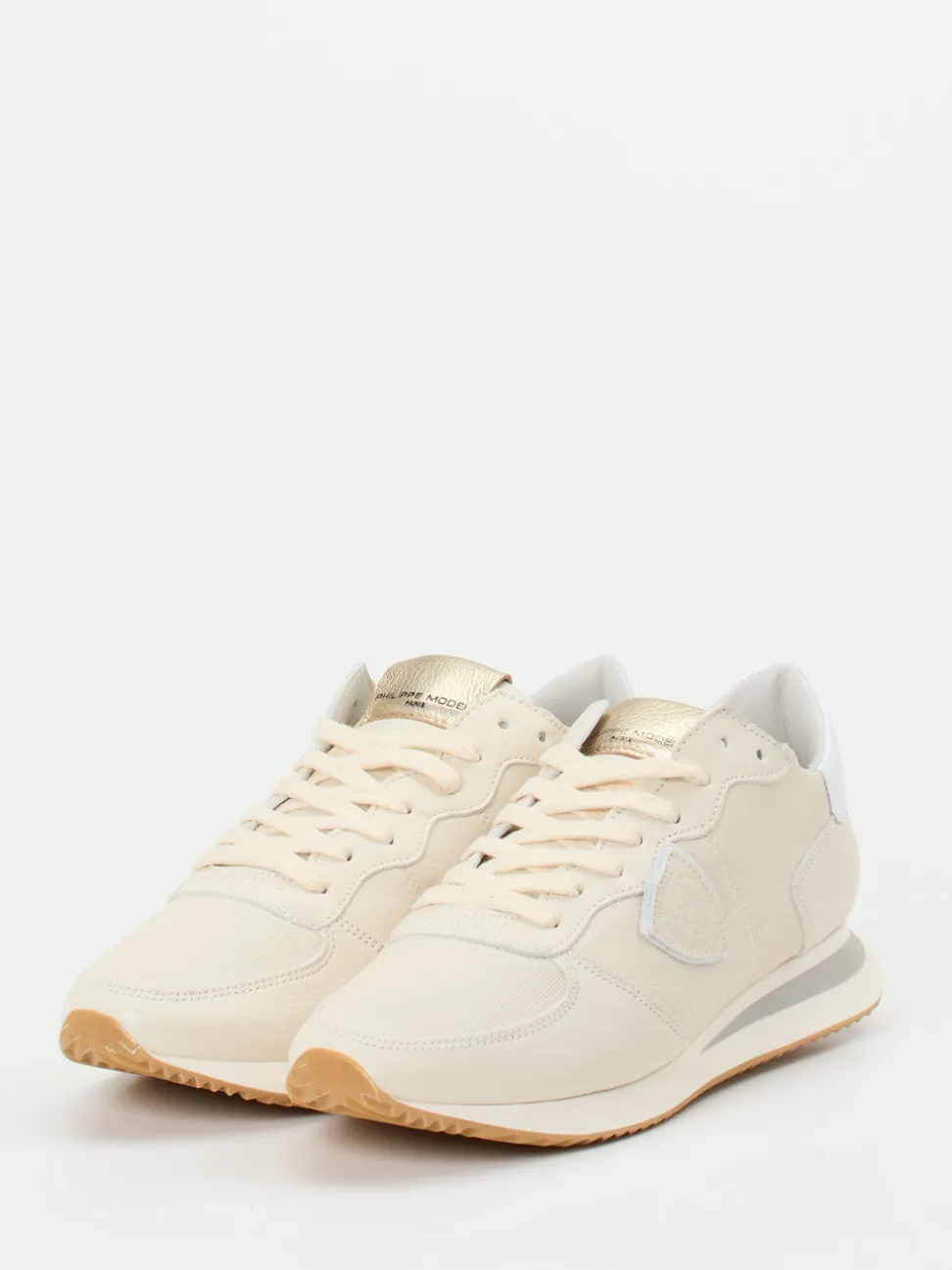 Philippe Model – Sneaker aus Kalbleder in Cremeweiß