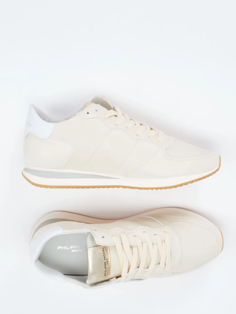 Philippe Model – Sneaker aus Kalbleder in Cremeweiß