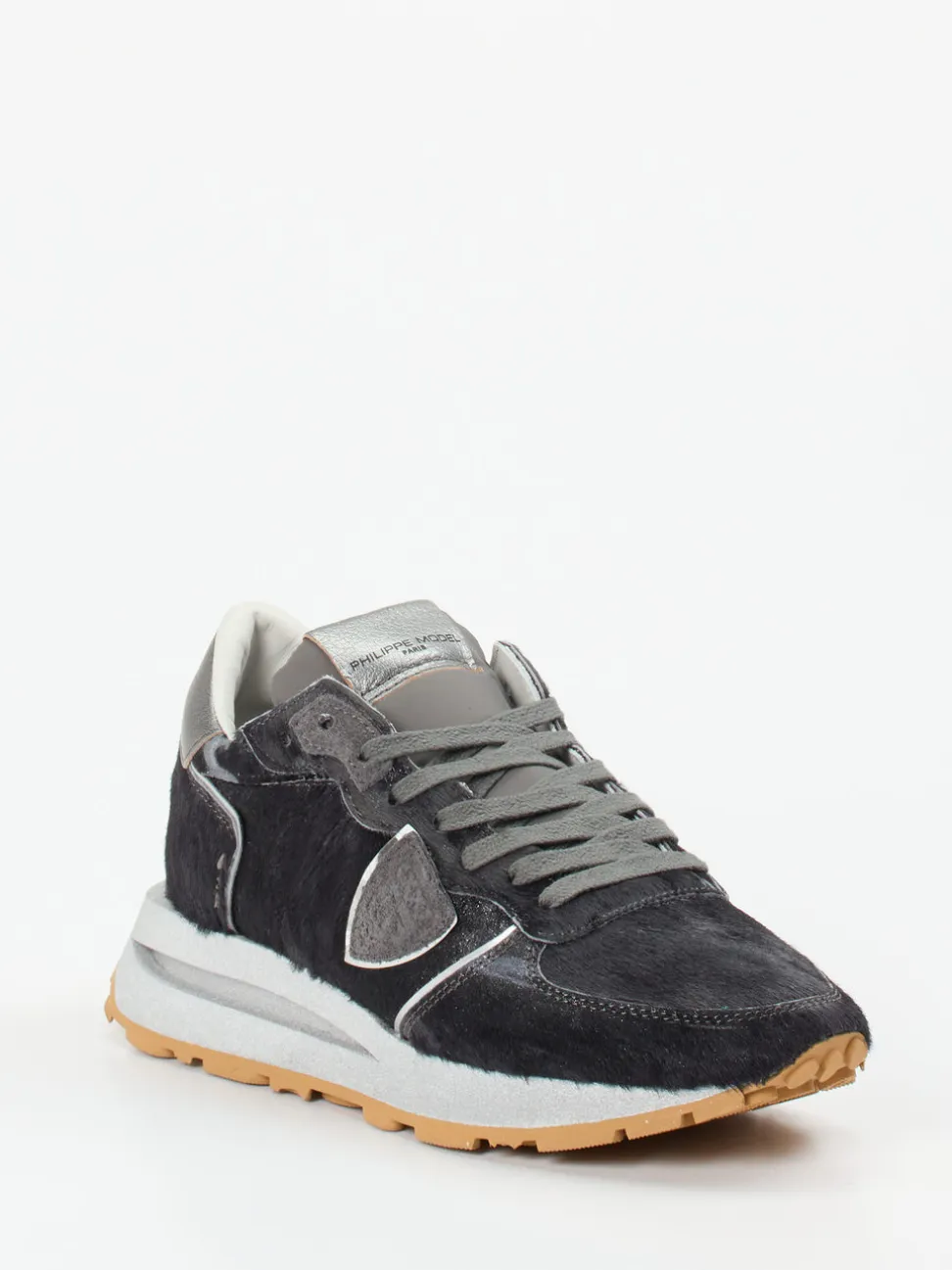 Philippe Model – Sneaker aus Ponyfell und Metallic-Leder