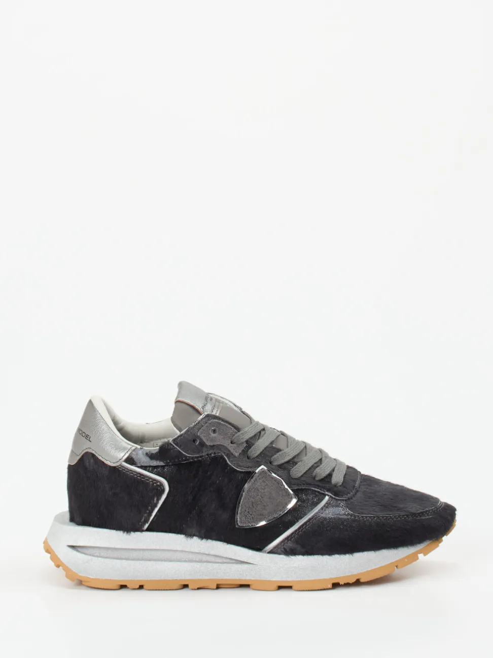 Philippe Model – Sneaker aus Ponyfell und Metallic-Leder