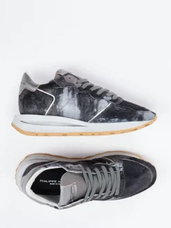 Philippe Model – Sneaker aus Ponyfell und Metallic-Leder