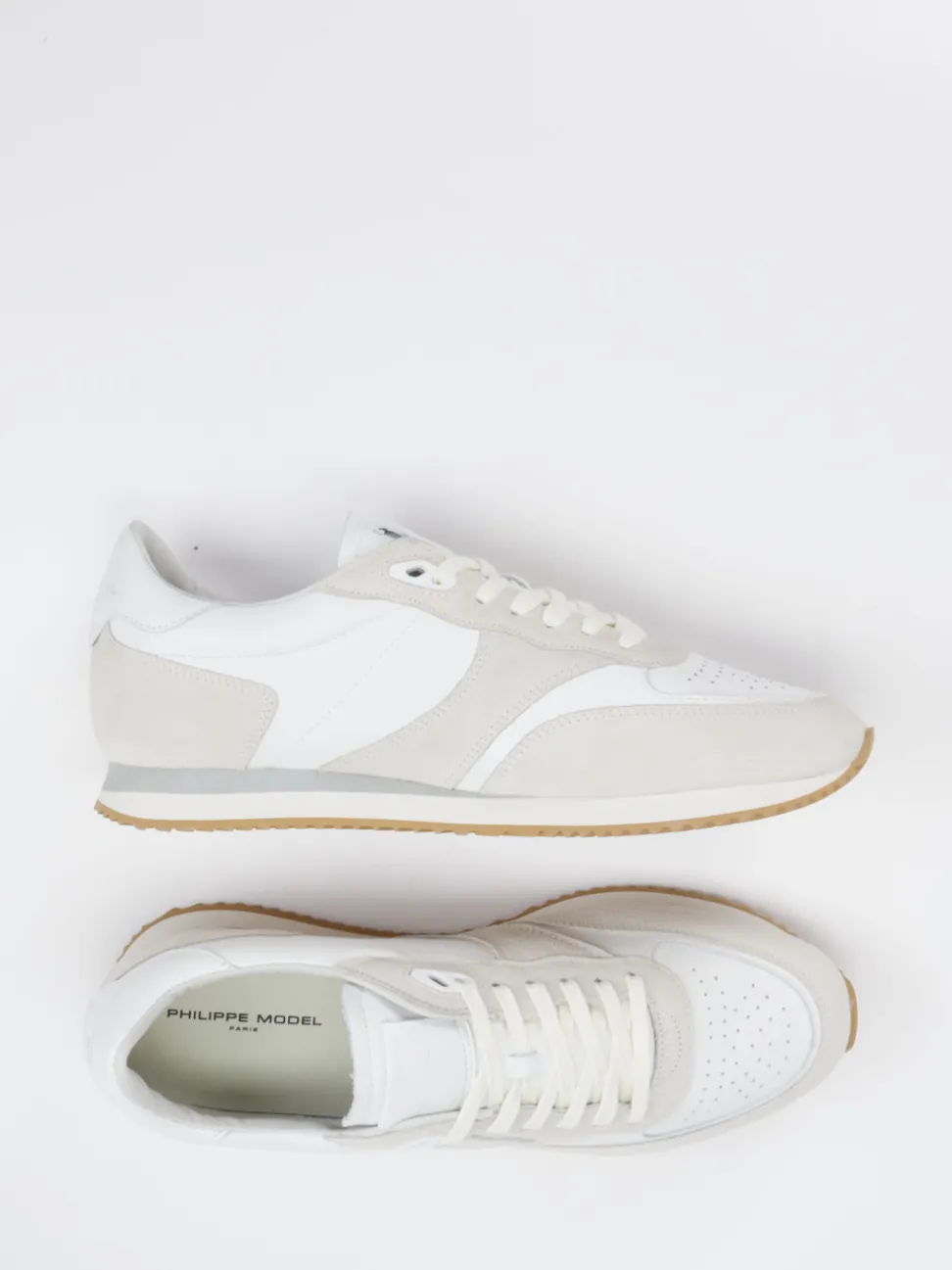 Philippe Model – Sneaker aus Velour/Leder Offwhite