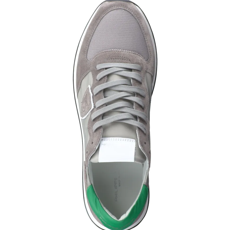 Philippe Model – Sneaker aus Veloursleder grau-grün