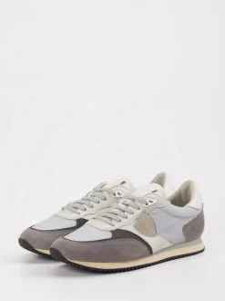 Philippe Model – Sneaker aus Veloursleder-Mesh Grau
