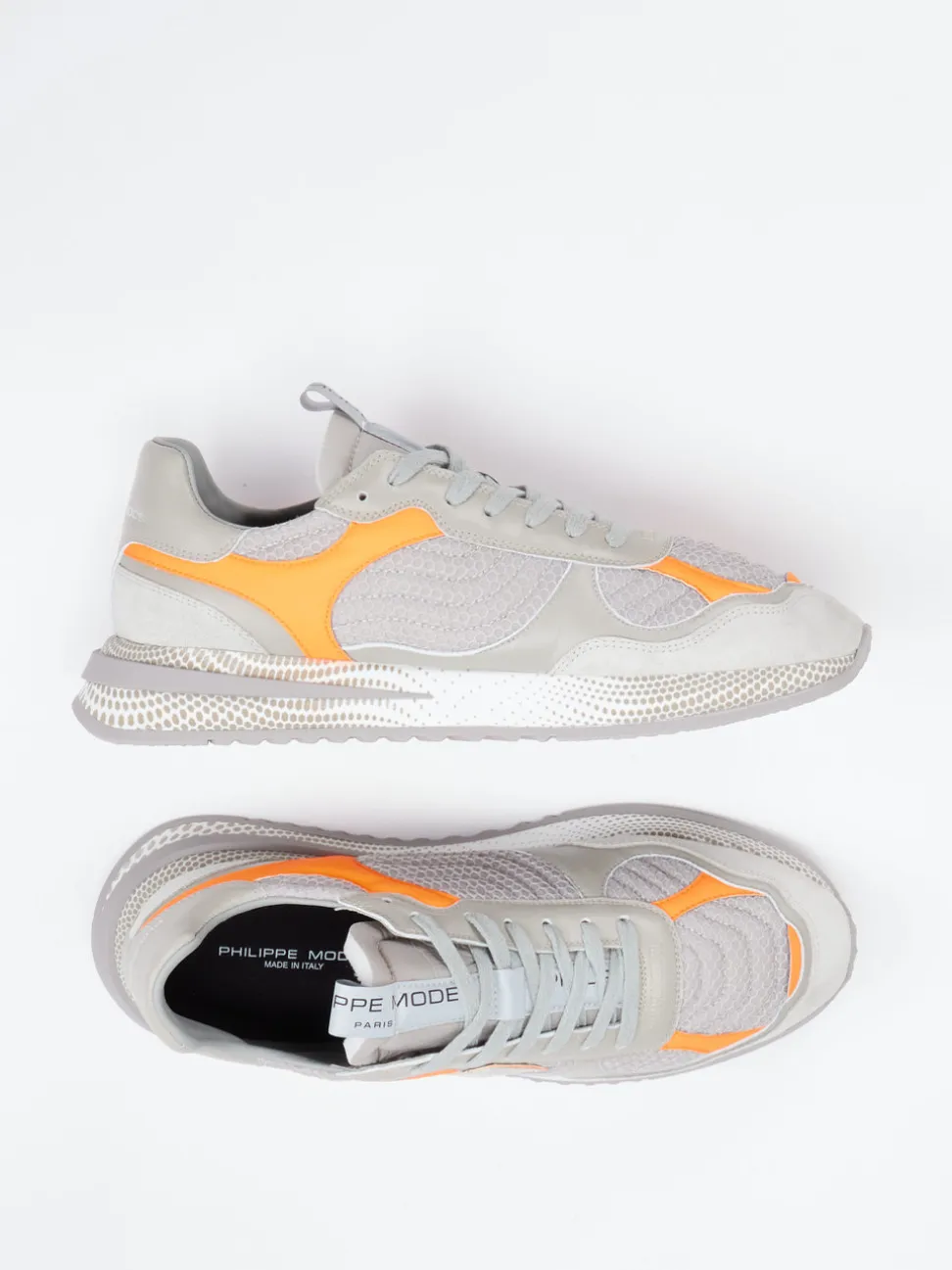 Philippe Model – Sneaker aus Textil und Veloursleder grau