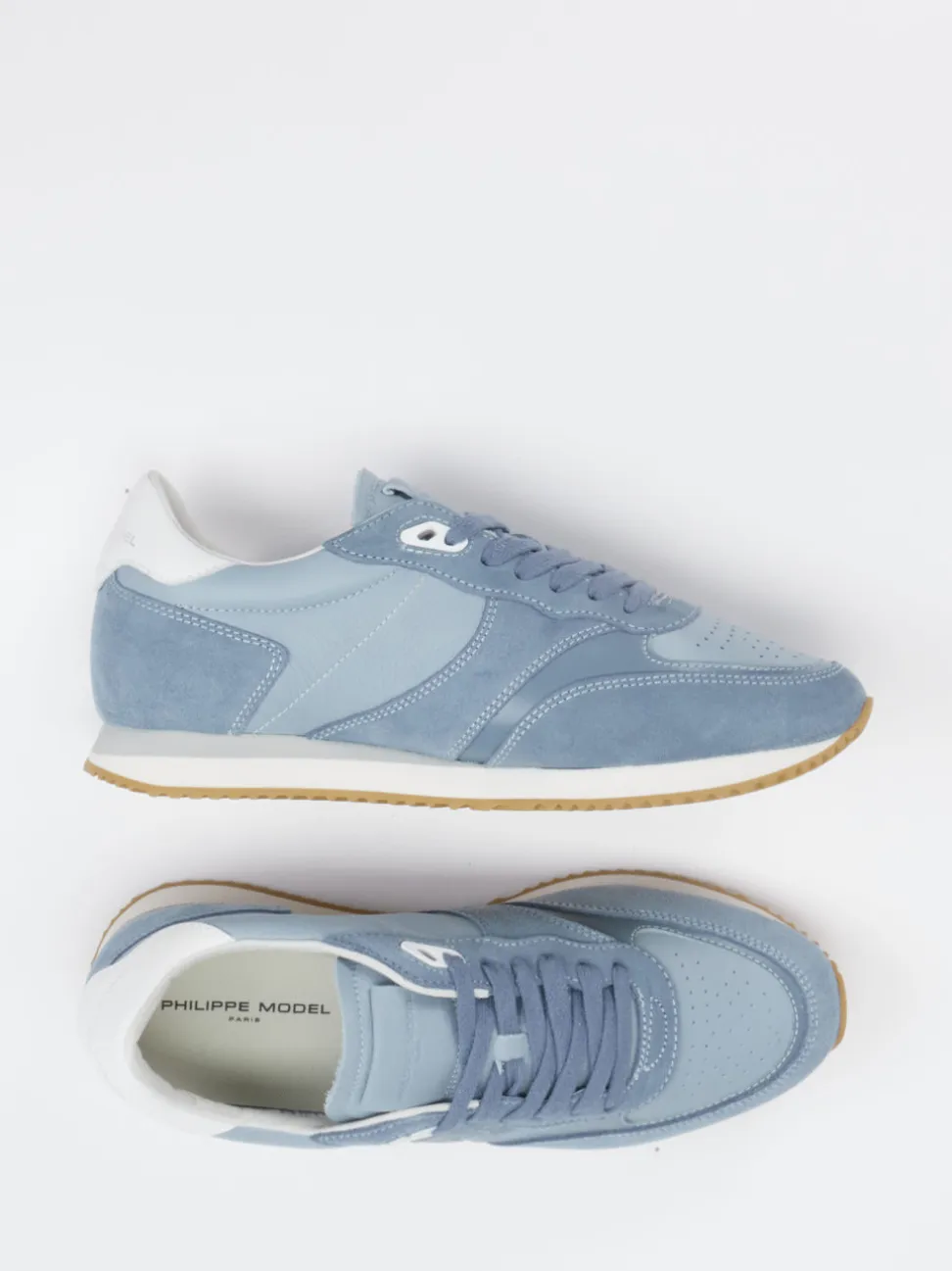 Philippe Model – Sneaker aus Velourleder Taubenblau