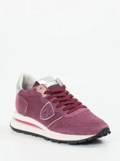 Philippe Model – Sneaker aus Veloursleder Beerenviolett