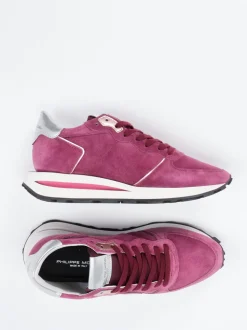 Philippe Model – Sneaker aus Veloursleder Beerenviolett