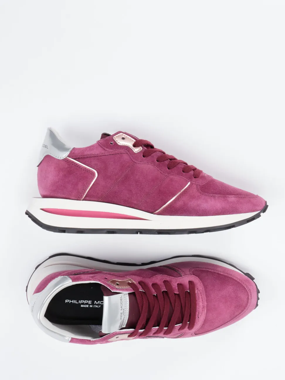 Philippe Model – Sneaker aus Veloursleder Beerenviolett