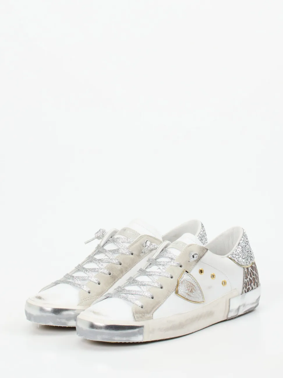 Philippe Model – Sneaker aus Leder-Mix mit Glitzer